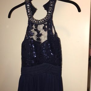 Navy Blue Cocktail Dress Halter Top